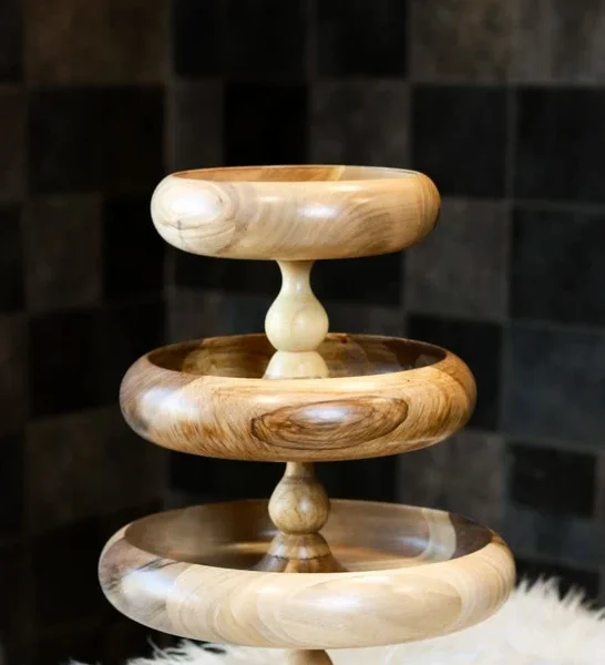میوه خوری چوبی خمره ای پایه دار